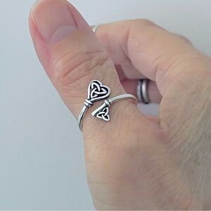 Sterling Silver Delicate Triquetra Heart Key Ring, Silver Rings, Celtic Knots